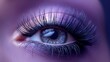 Closeup of womans eye with long black eyelashes and vibrant violet iris