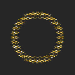Wall Mural - gold dotted luxury halftone round frame. golden shining abstract background with light glow elements