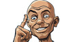 Vector illustration of the face of a cartoon bald man