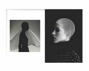 Elegant portraits of two women in head pieces in black and white with a timeless and vintage feel