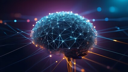 Wall Mural - Abstract technology design with glowing elements representing the connection between the human brain