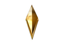 Gleaming Gold Diamond Dazzles Against Pure White Canvas. On White Or PNG Transparent Background.