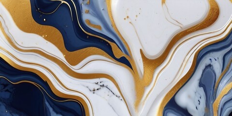 Wall Mural - abstract marble background featuring a blue and white liquid texture, accentuated by delicate gold veins. a luxurious and elegant visual experience.