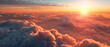 A beautiful and ethereal illustration of a heavenly sunset above the clouds, conveying a sense of hope, divinity, and the heavens.