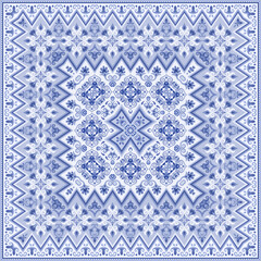  Vector abstract decorative ethnic ornamental illustration. Colorful square carpet