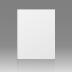 Poster - Vector realistic standing 3d magazine mockup with white blank cover isolated.