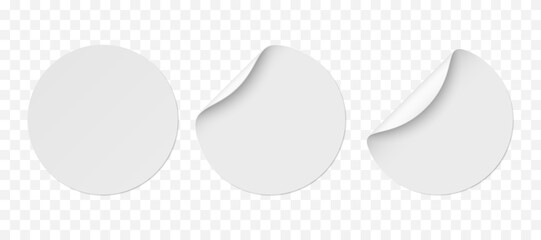 Fototapete - Vector white realistic circle paper stickers with white corner isolated