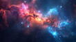 Vibrant and captivating imagery of a colorful space galaxy and cosmic phenomena, including nebulae, stars, and supernovae