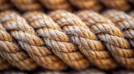   A tight shot of a rope with two distinct knots evident - one in each end