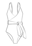 Fototapeta Sypialnia - line art swimming suit vector illustration, simple minimalist swimwear graphic, summer and vacation logo isolated on white background