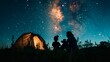 Under the stars, a mom and her kid camping in the backyard, sharing stories and dreams.