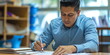 Mexican man writes essay for lesson during education. Student embodies power of education transcending borders and unlocking opportunities.