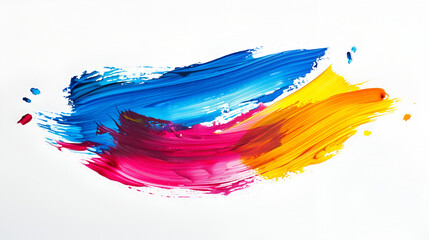 Wall Mural - Abstract colorful acrylic paint brush strokes isolated on white background. Texture of strokes of colored paint,Large colorful splash of multicolored paint that scatters in different directions. 
