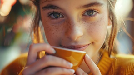 Wall Mural - Close up shot of a person holding a cup. Great for coffee shop promotions