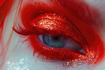 Poster - Close-up of a person's eye with glitter, ideal for beauty and fashion concepts