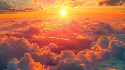 Canvas Print - Beautiful sunset over fluffy clouds, perfect for backgrounds or nature-themed designs