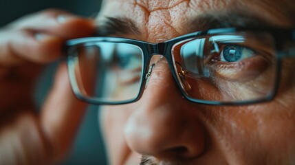 Canvas Print - Close up of a person wearing glasses, suitable for various projects