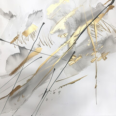 Poster - Abstract background with strokes of gold and gray paint
