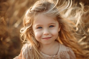 Poster - Sweet little girl with blonde hair and blue eyes. Perfect for children's books or educational materials