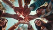 © Fotograf - Group of people with hands together, teamwork concept. Suitable for business or teamwork themes