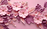 Fototapeta Kwiaty - pink color 3d wall leaf flower leaf background wallpaper