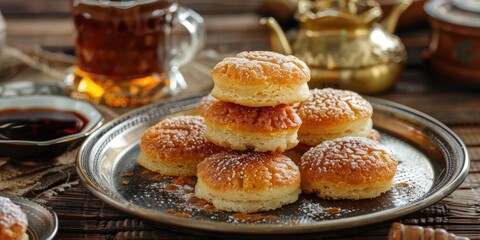 Poster - A pile of delicious doughnuts on a plate. Great for food concepts