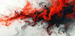 Scarlet wisps intertwine in a fiery ballet, painting the abstract white canvas with passion.
