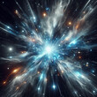 Abstract blue explosion star with glow and lines background	
