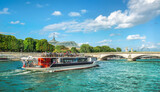 Fototapeta Krajobraz - Wide Seine River in Paris