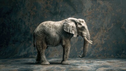 Wall Mural - A majestic elephant standing in front of a wall, suitable for various projects