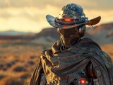 Fototapeta  - In the year 3000, the Cowboy is a cybernetic nomad roaming the digital plains, Blender