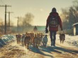 A witty print ad for a pet adoption center features a picture of a person walking a pack of dogs with the tagline Find Your Perfect Pack Mate, no contrast