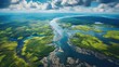 breathtaking river landscape from above
