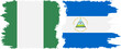 Nicaragua and Nigeria   grunge flags connection vector