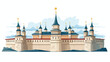 Part of kremlin wall in Astrakhan Russia 2d flat cartoon