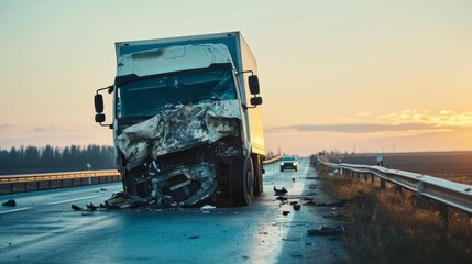 Traffic accident truck crash on the road