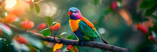 Bright Exotic Bird In A Tropical Garden, Sunlight.