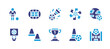 Soccer icon set. Duotone color. Vector illustration. Containing training, football player, soccer, trophy, cone, world cup.
