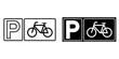 ofvs580 OutlineFilledVectorSign ofvs - bicycle parking vector icon . p . horizontal banner . isolated transparent . black outline filled version . AI 10 / EPS 10 . g11923