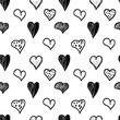 Hearts  grunge sketch. Seamless pattern, Hand drawn shapes doodles.