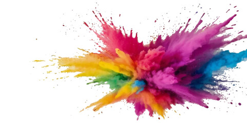 Colorful smoke rainbow painted holi fog festival background. Colorful rainbow paint color smoke cloud explosion isolated on transparent background.