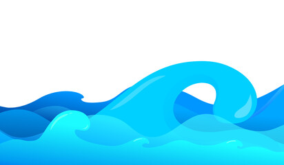 Wall Mural - blue wave water element vector with transparent background. curve border frame wallpaper presentatio