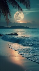 Wall Mural - Moonlight Romantic Environment at the Beach