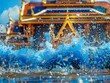 Dynamic backdrop of a Thai water festival Songkran