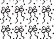 Cute bow ribbons black and white seamless pattern y2k, Hand drawn girly style. Vector illustration