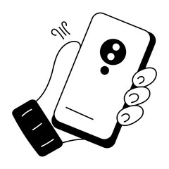 Sticker - A doodle style icon of smartphone backside 