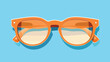 Stylish beach sunglasses. Spectacles with orange fr