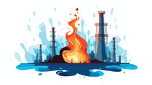 Stylized Icon Of The Oil Rig With Fountains Spurtin