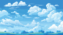 Summer Deep Blue Sky With Clouds High Quality Fifty