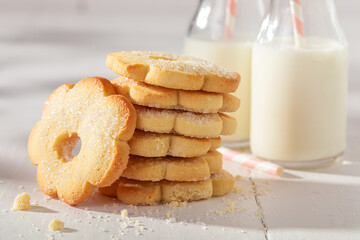 Wall Mural - Delicious and traditionally butter cookies as after school milky snack.